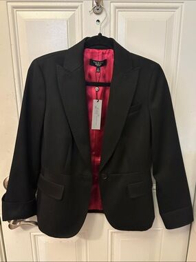 Talbots Black Blazer with Wine Red Satin Lining NWT size 6p Talbots Petites
